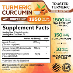 Nature's Nutrition bottle front-label shows organic turmeric and curcuminoids.