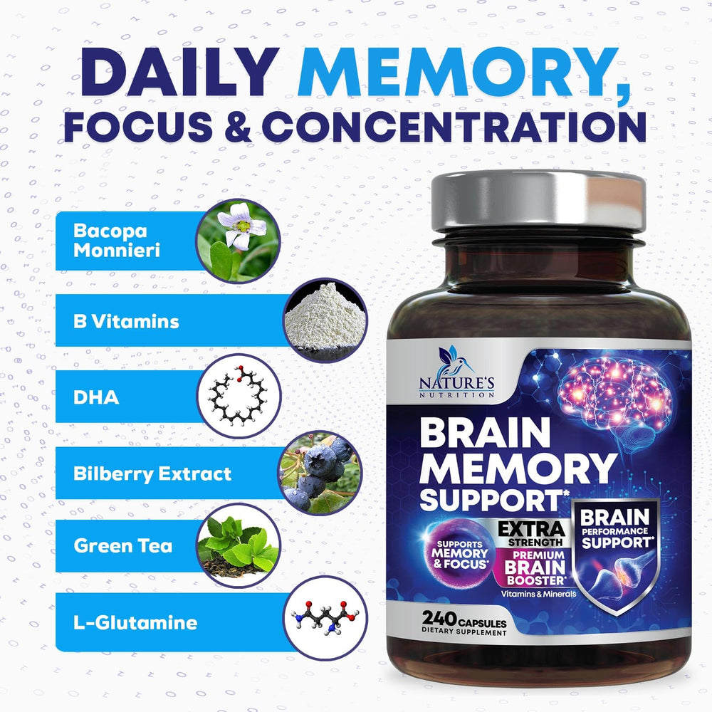 Nature's Nutrition Brain Memory with B12 and Vitamin C for daily vitality
