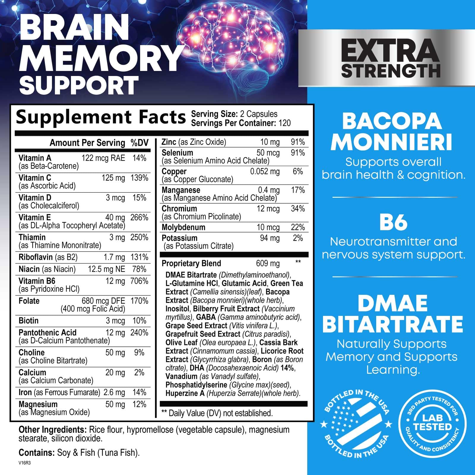 Closeup of Nature's Nutrition brain memory capsules for clarity