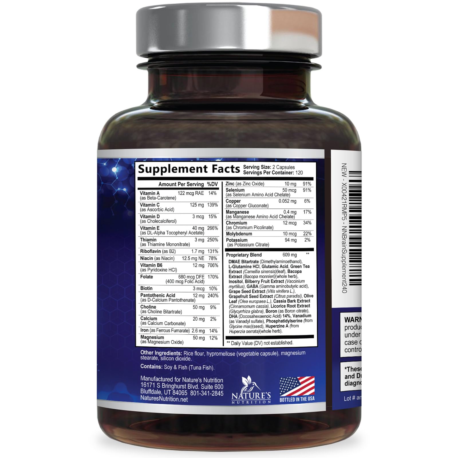 Nature's Nutrition capsules on hand for on-the-go focus