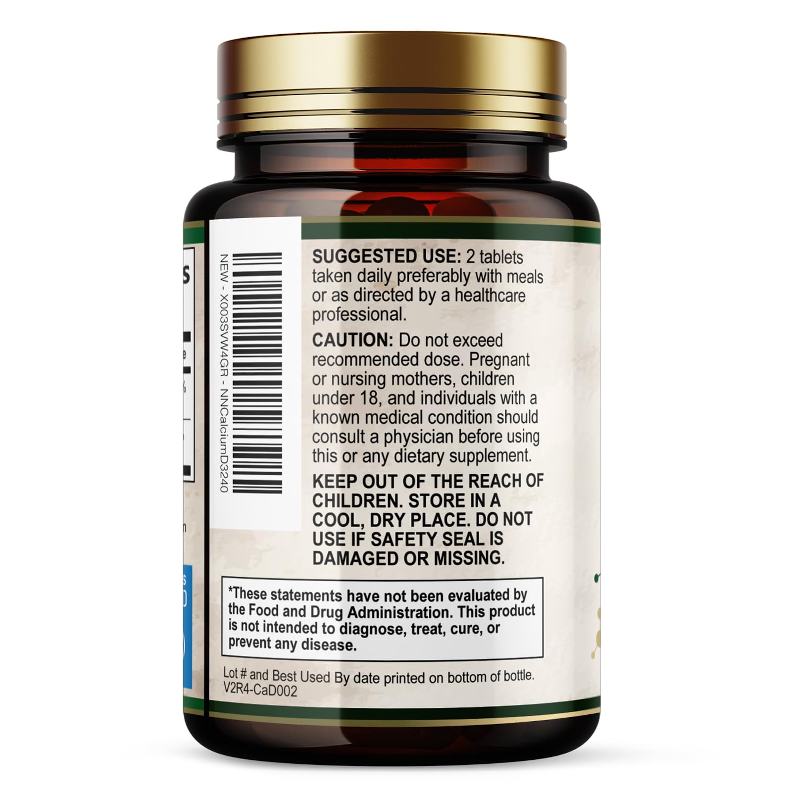 Overview of Nature's Nutrition Calcium 1200 mg bottle packaging and design