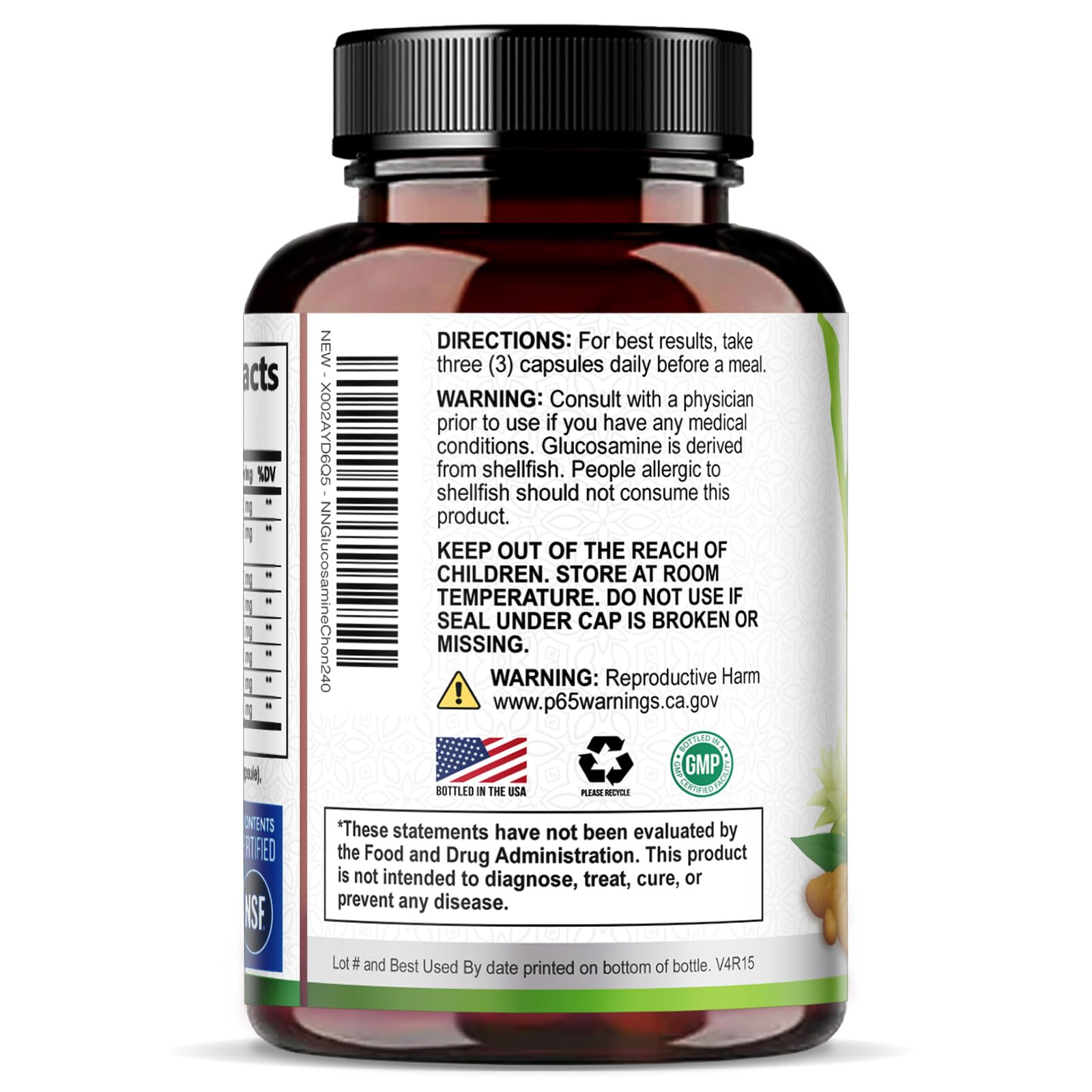 Nature's Nutrition caplets with turmeric and boswellia imagery.