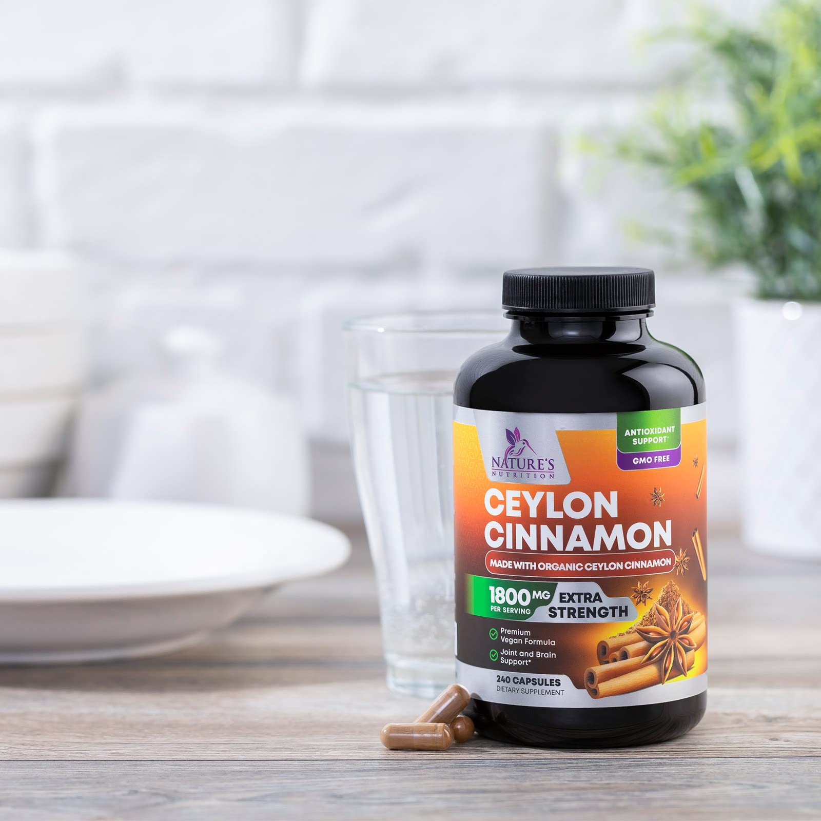 Capsules poured from the Nature's Nutrition bottle.