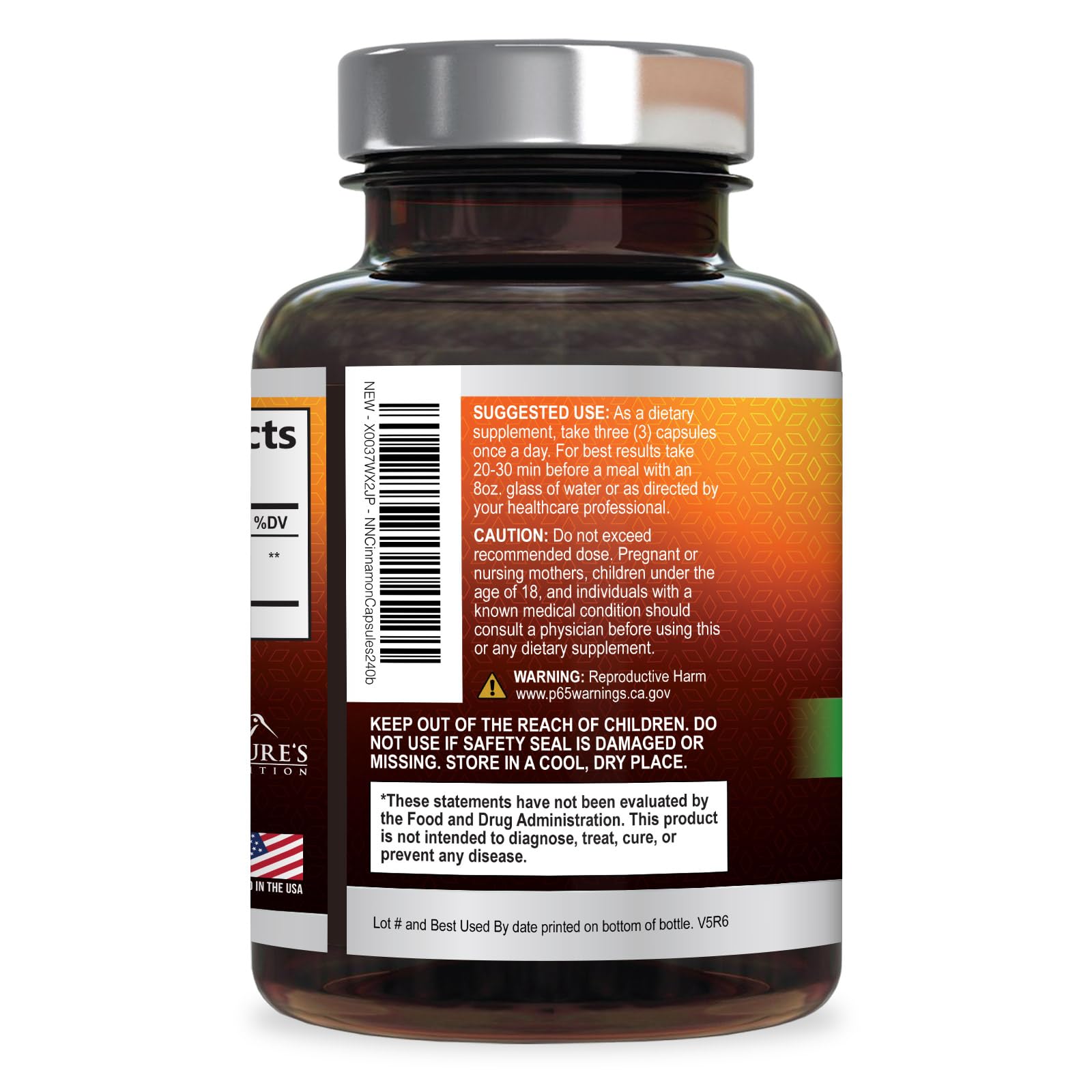 Capsules lined up for daily use with Nature's Nutrition Cinnamon.