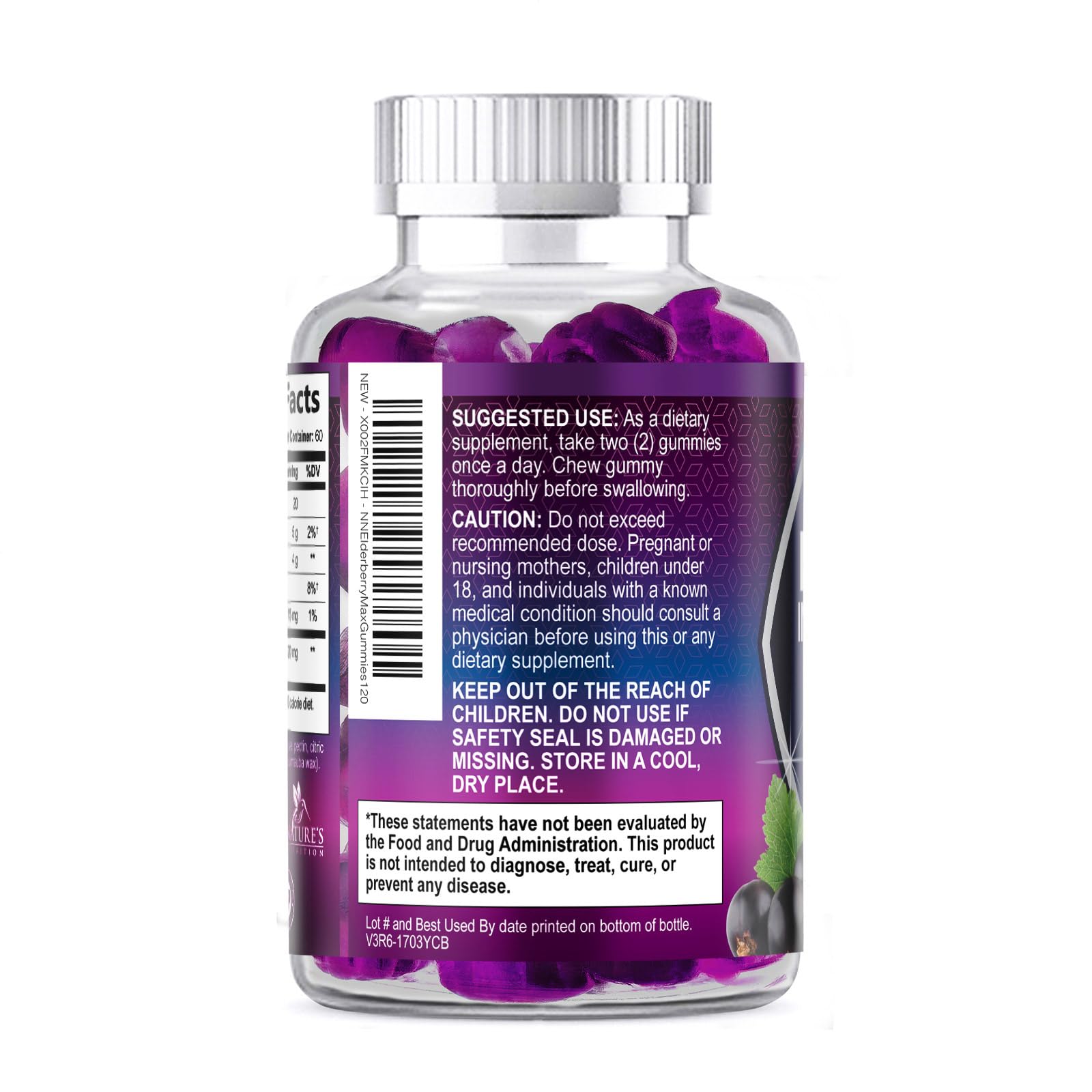 Nature's Nutrition Elderberry Gummies berry flavor for a tasty daily routine.