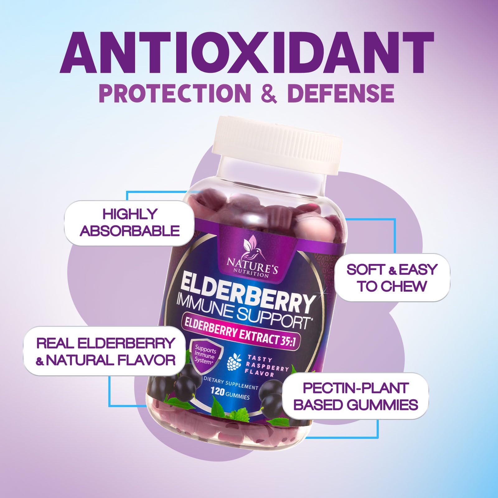 Nature's Nutrition Elderberry Gummies gluten-free and dairy-free.