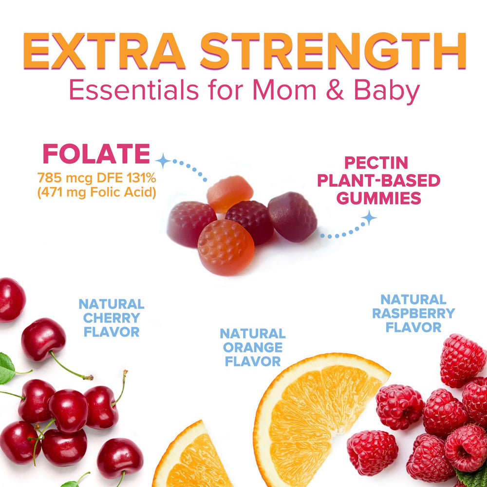Fruits flavors cherry orange grape in Nature's Nutrition Folic Acid Gummies