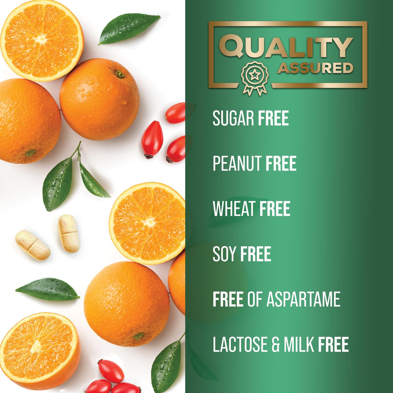 Nature's Nutrition Vitamin C 1000mg per serving label highlights high potency.