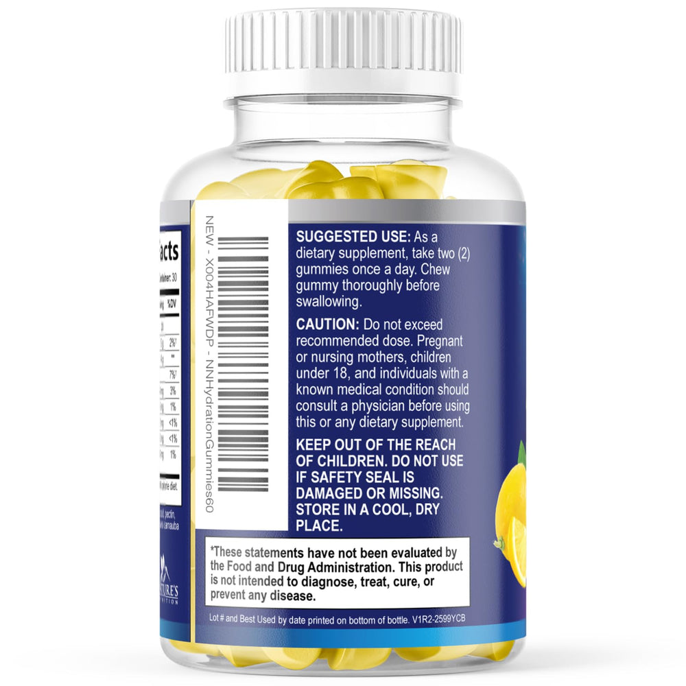 Nature's Nutrition Hydration Gummies lemon flavor offers a tasty daily electrolyte option.