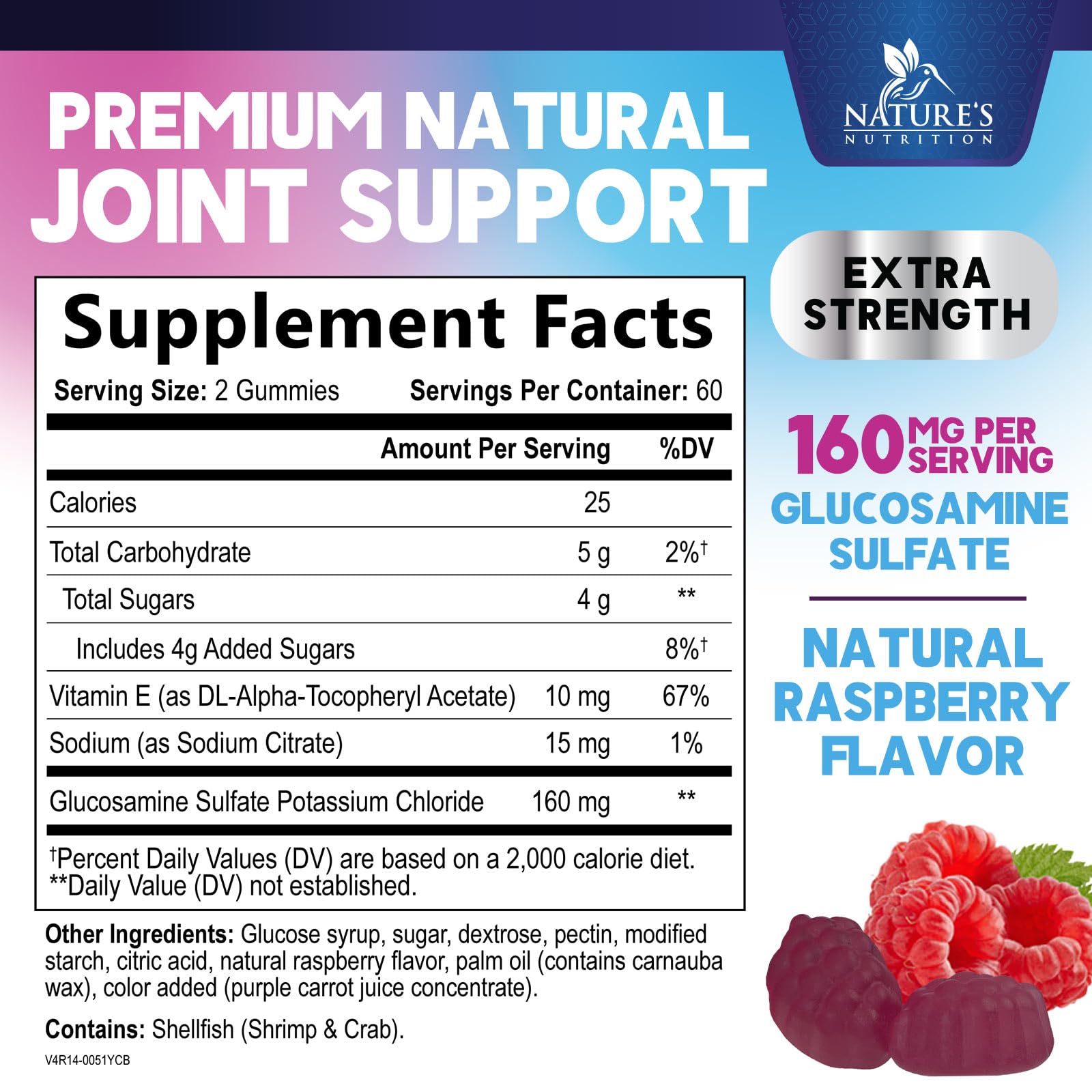 Nature's Nutrition Joint Support Gummies bottle closeup with vitamin E for joint wellness