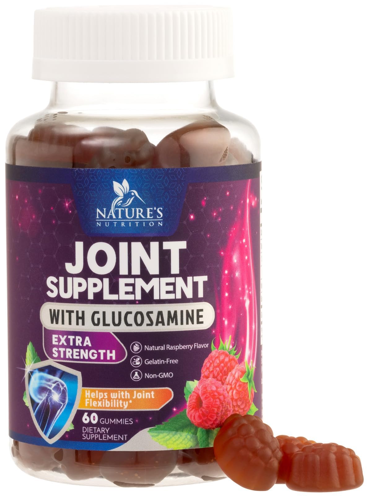 Nature's Nutrition Joint Support Gummies bottle promotes flexible joints.