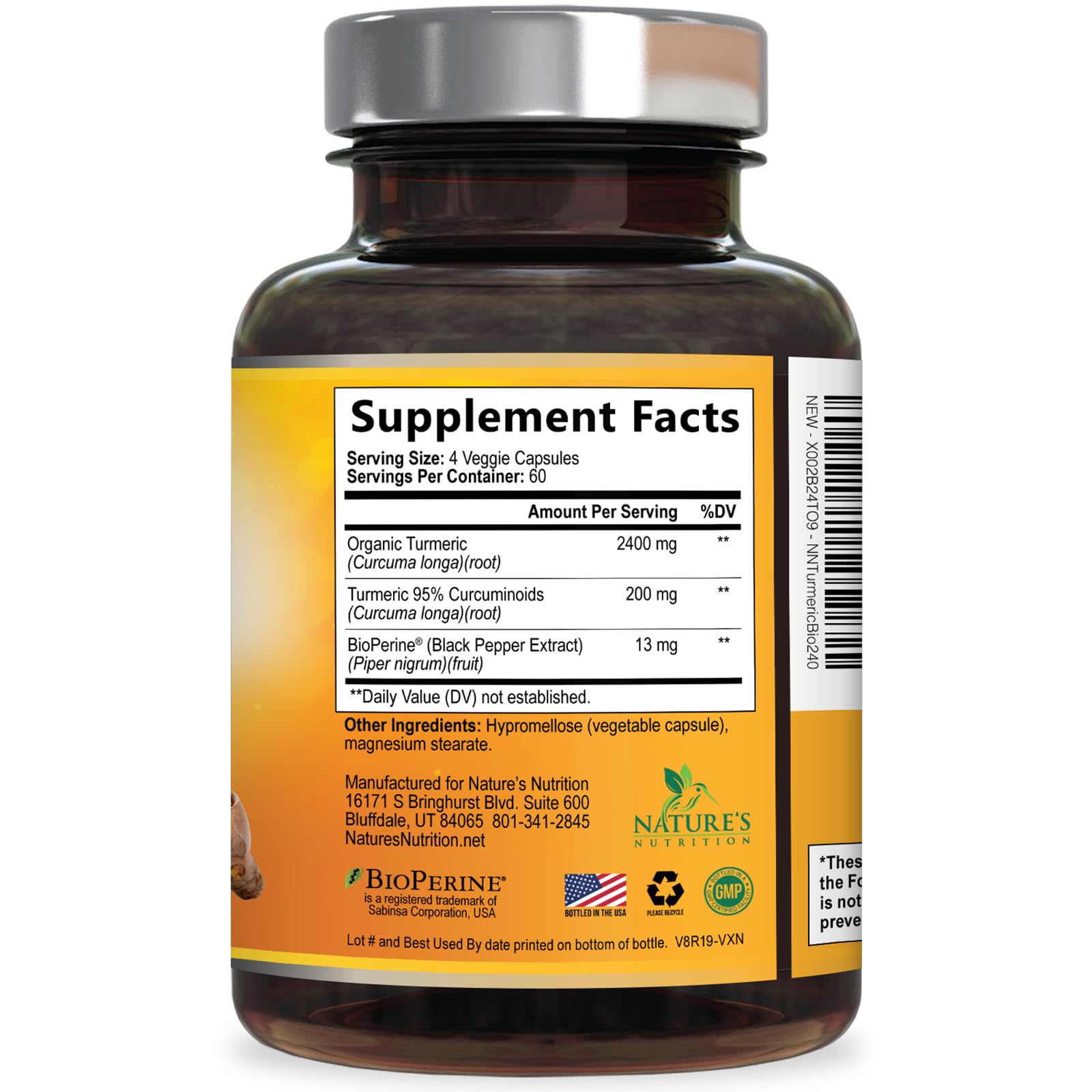 Nature's Nutrition joint support capsules arranged on shelf