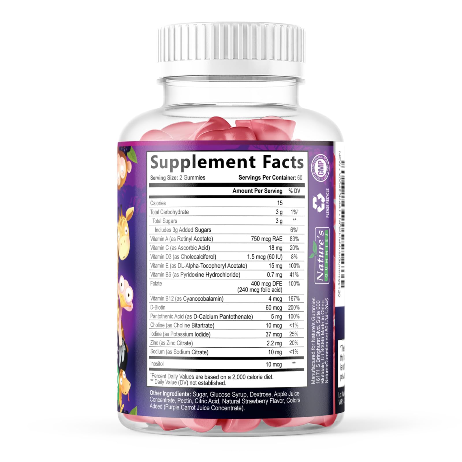 Bright berry gummies on display emphasize natural flavor appealing to kids.