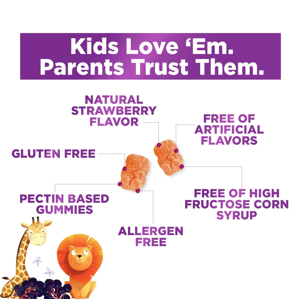 Nutrition facts panel emphasizes vitamins and minerals included in the formula.