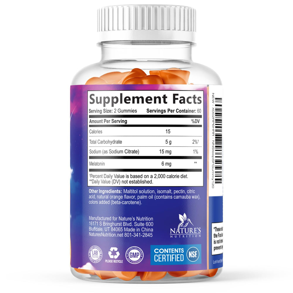 Nature's Nutrition Label close-up showcasing dosage and ingredients.