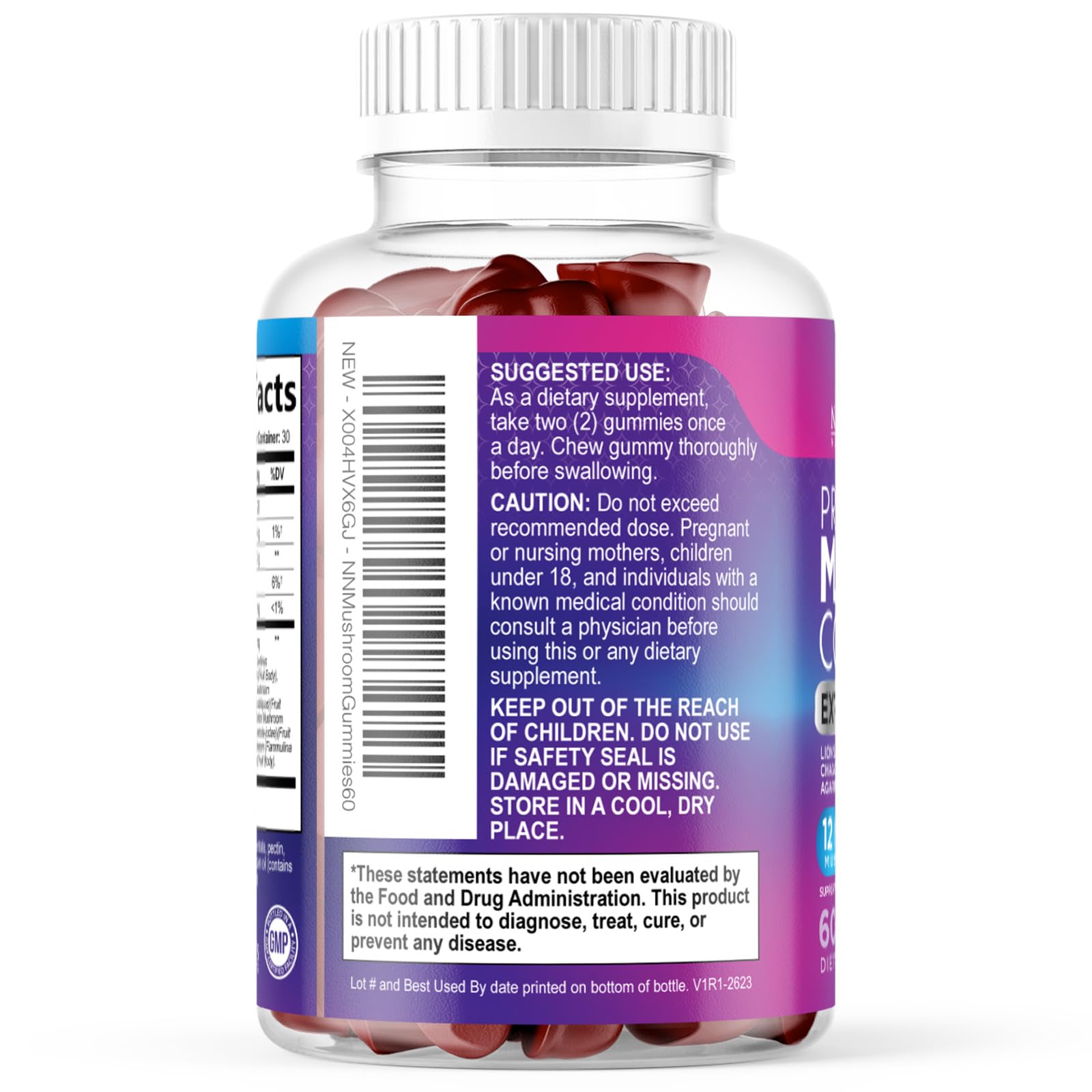 Nature's Nutrition Mushroom Gummies study-friendly setup pairing gummies with notebook.