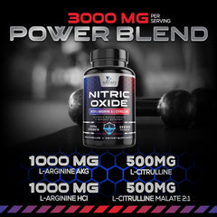 Nature's Nutrition Nitric Oxide Booster label GMP certified for trusted quality.