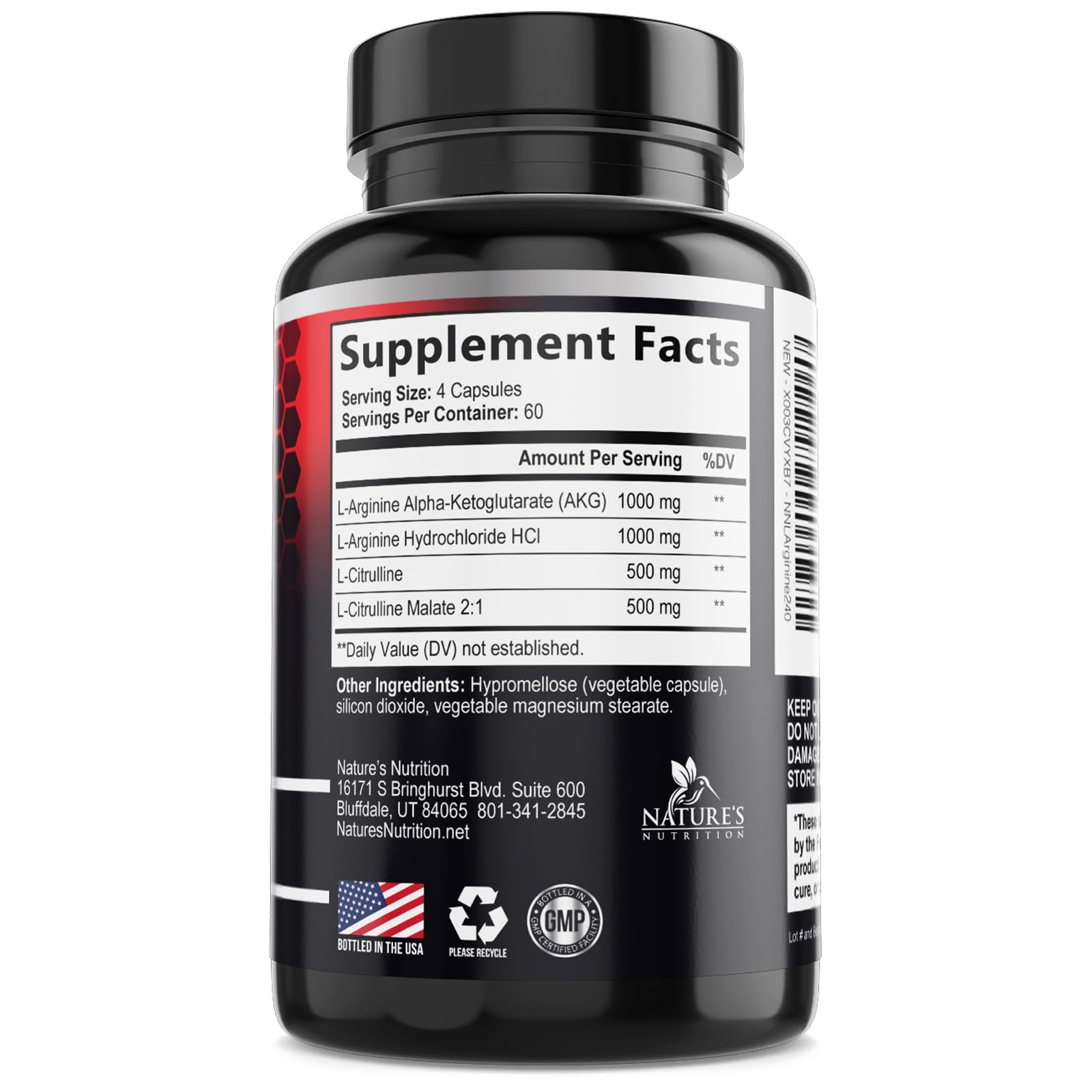 Nature's Nutrition Nitric Oxide Booster packaging on a shelf suggests convenience.
