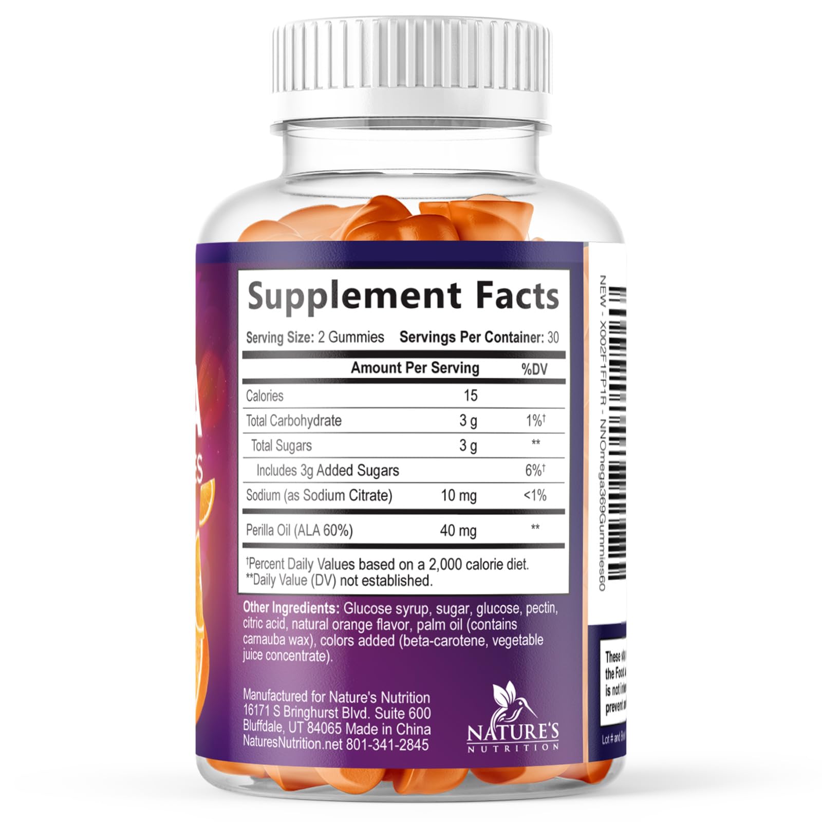 Nature's Nutrition Omega 3-6-9 Gummies are fish-free and plant-based