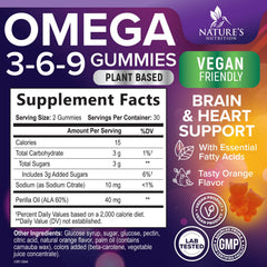Serving two gummies of Nature's Nutrition Omega 3-6-9 Gummies for daily wellness