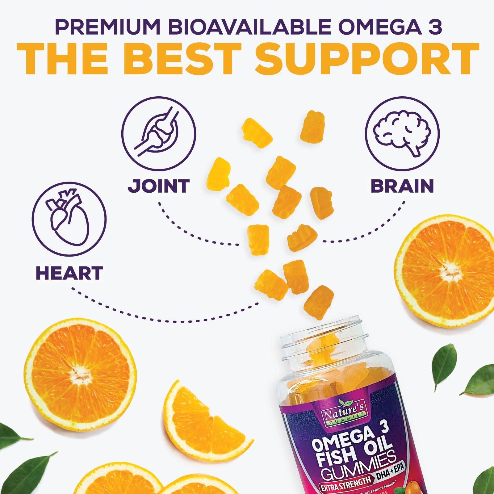 Nature's Nutrition Omega 3 Gummies with high absorption formula for efficient fatty acid uptake.