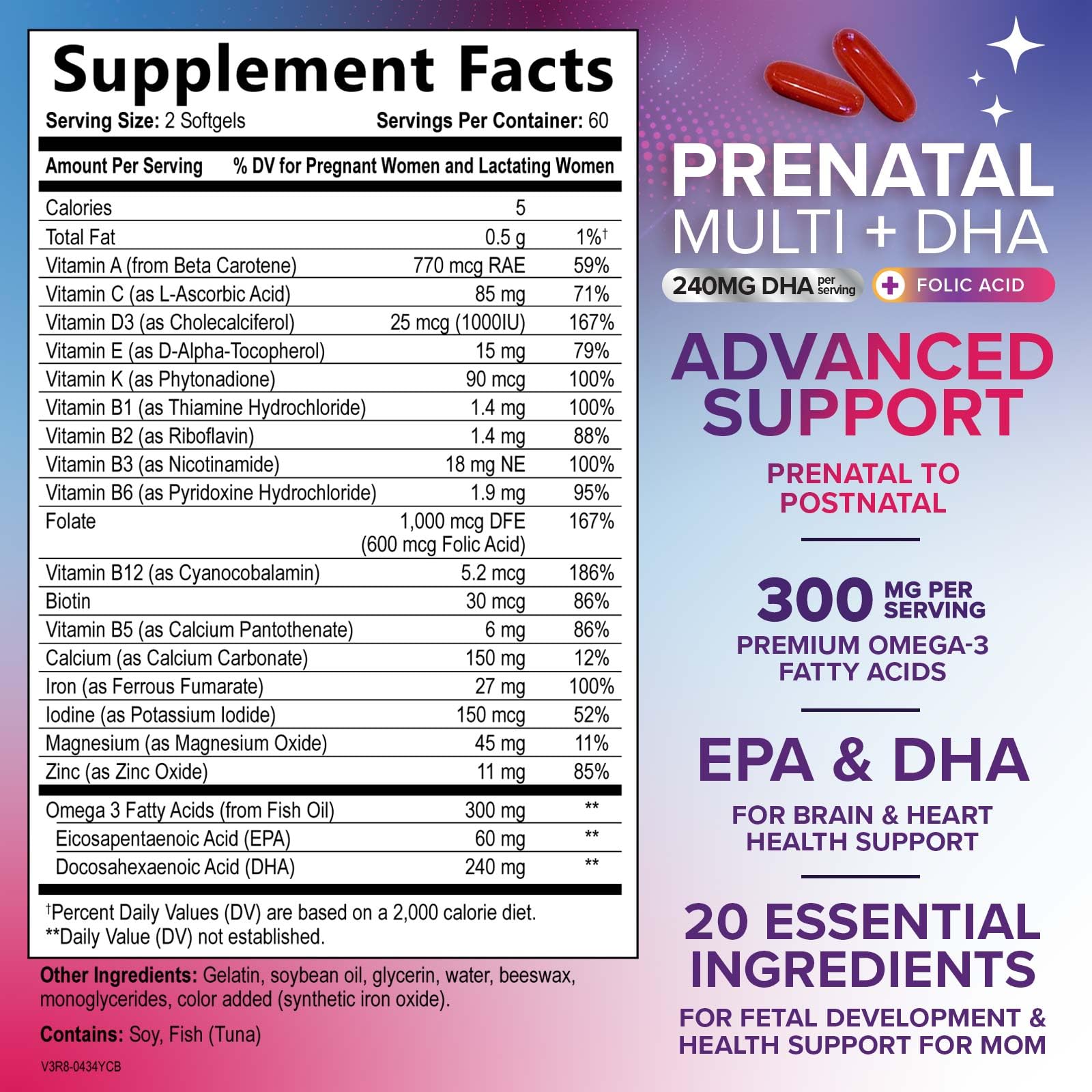 Nature's Nutrition prenatal capsules dispensed for easy daily use