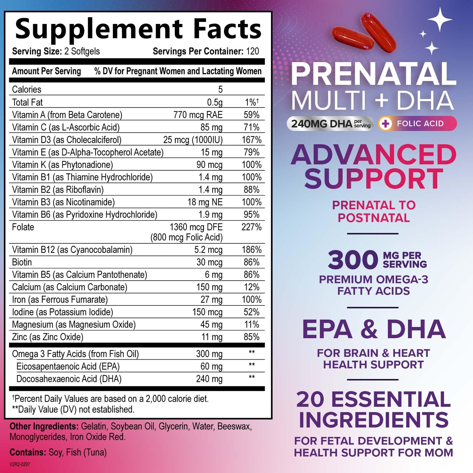 Nature's Nutrition prenatal DHA softgels emphasize omega-3 content for daily support