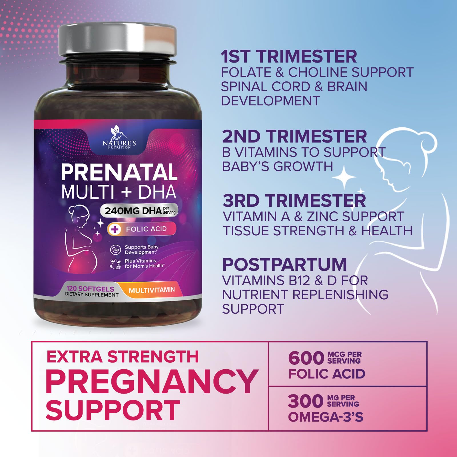 Nature's Nutrition prenatal non-GMO seal highlighted on the label