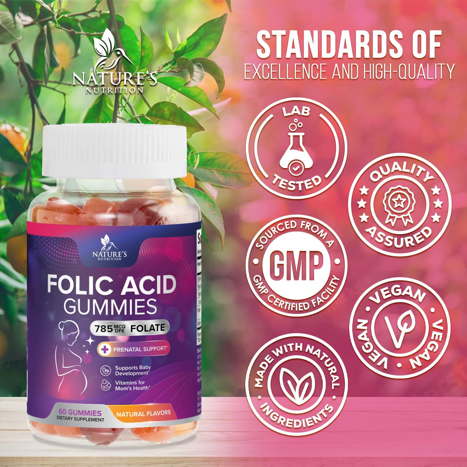 Nature's Nutrition prenatal vitamins packaging on shelf