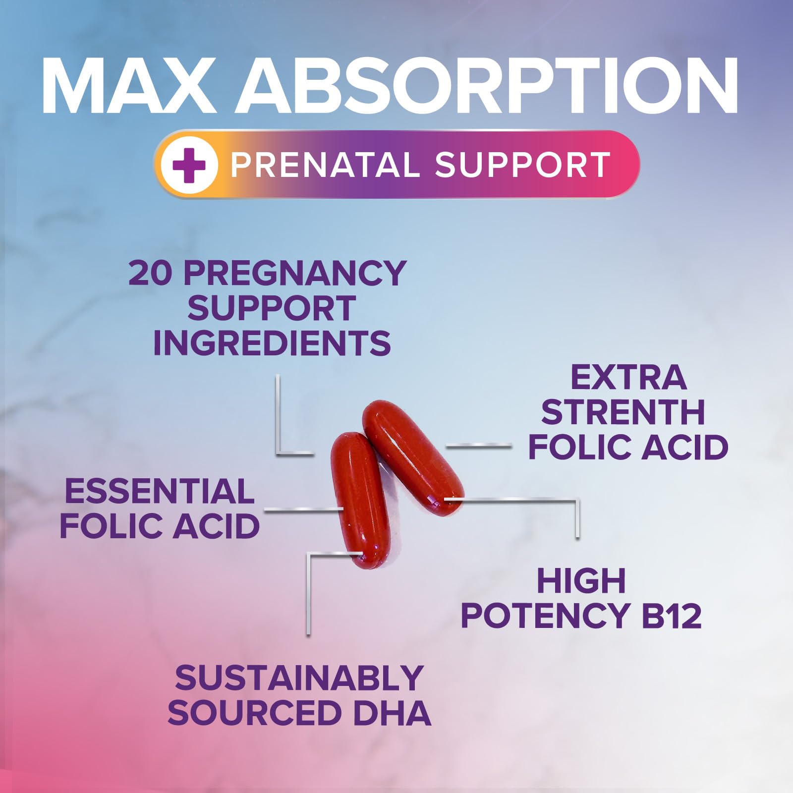 Pregnant woman holding Nature's Nutrition prenatal bottle for daily intake