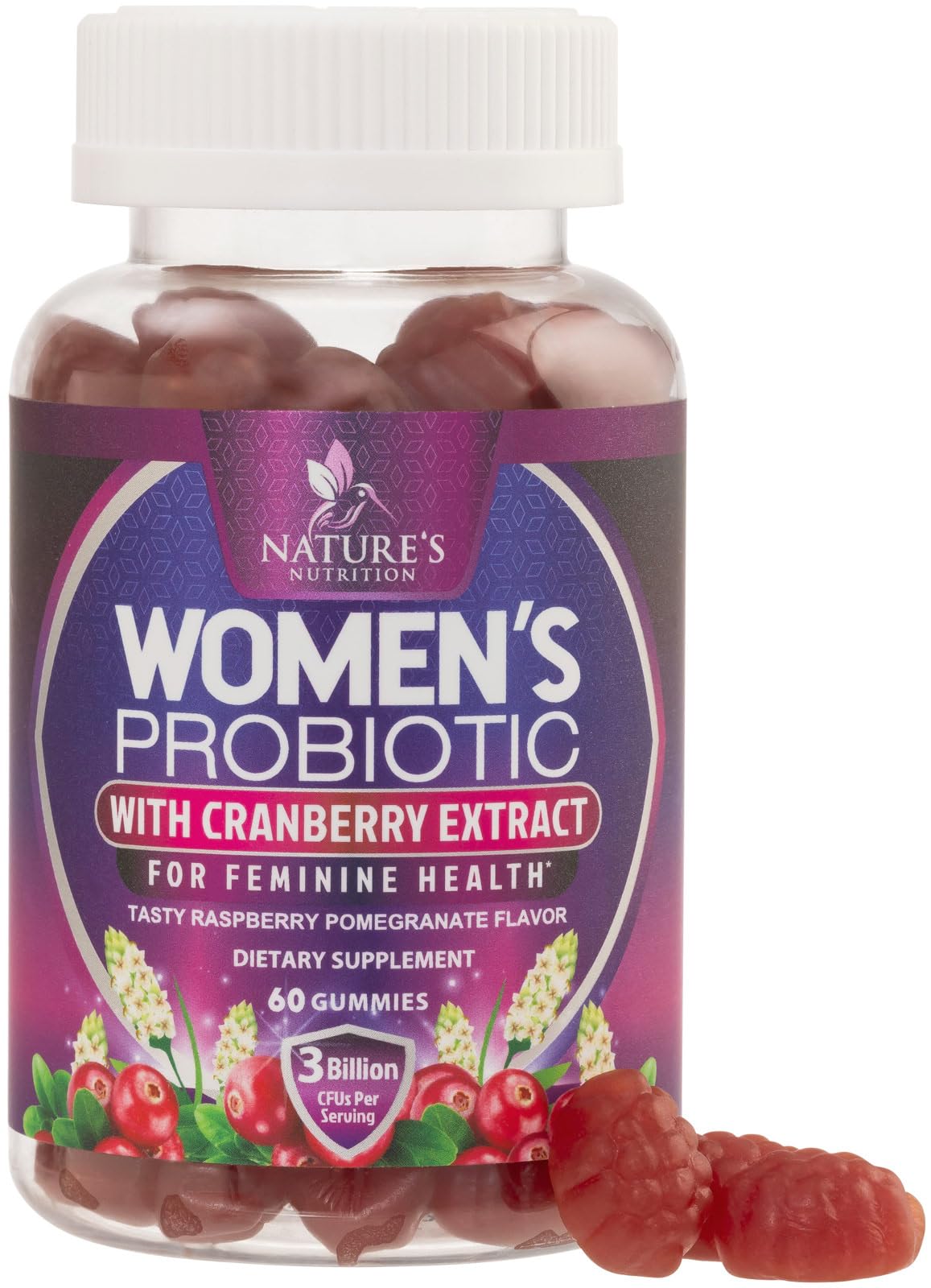 Nature's Nutrition Probiotics for Women bottle showing digestive support gummies