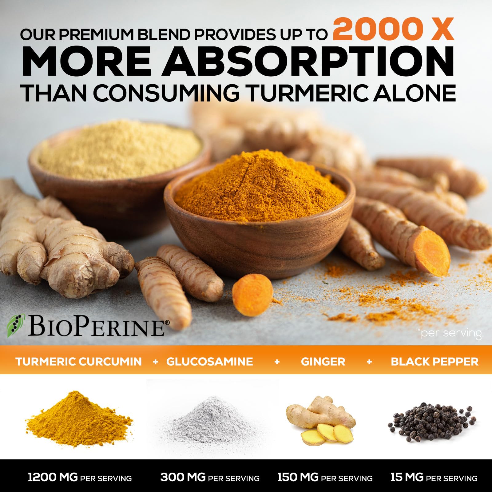 Nature's Nutrition Turmeric Curcumin bottle open for convenient access