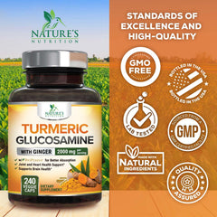 Nature's Nutrition Turmeric Curcumin pouring capsules for easy daily dosing