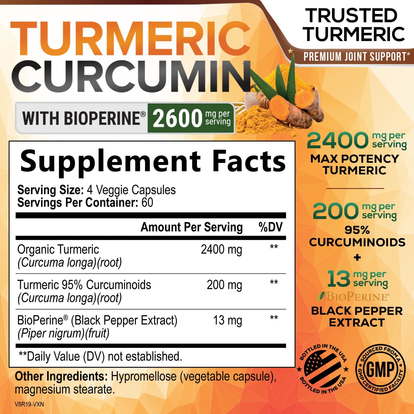 Nature's Nutrition turmeric curcumin capsules ready for daily use