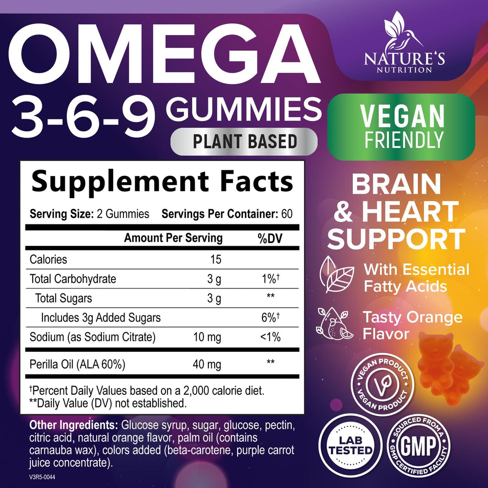 Nature's Nutrition vegan omega-3 gummies from perilla oil for plant-based wellness