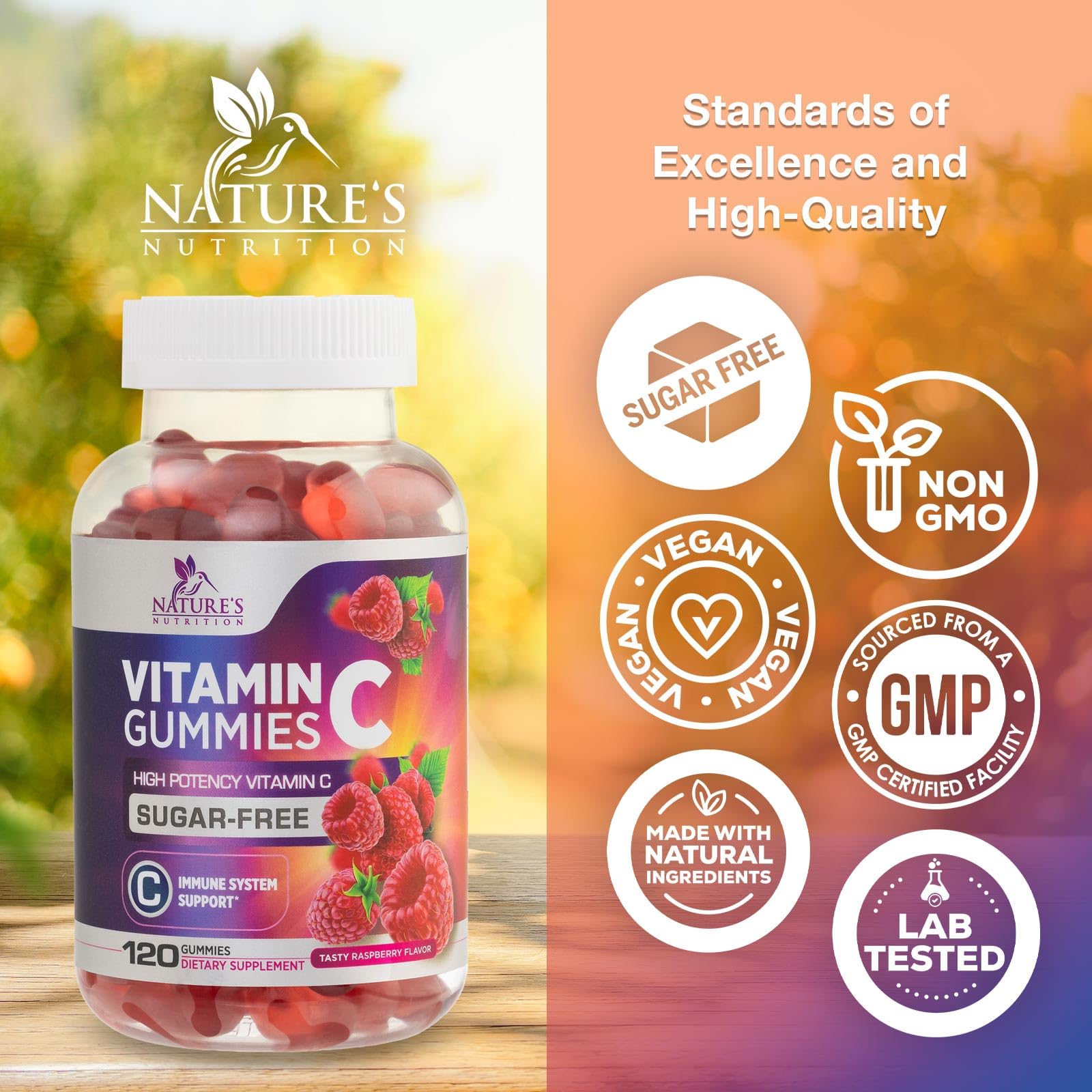 Nature's Nutrition Vitamin C Gummies kids-friendly bite-sized gummies for daily wellness