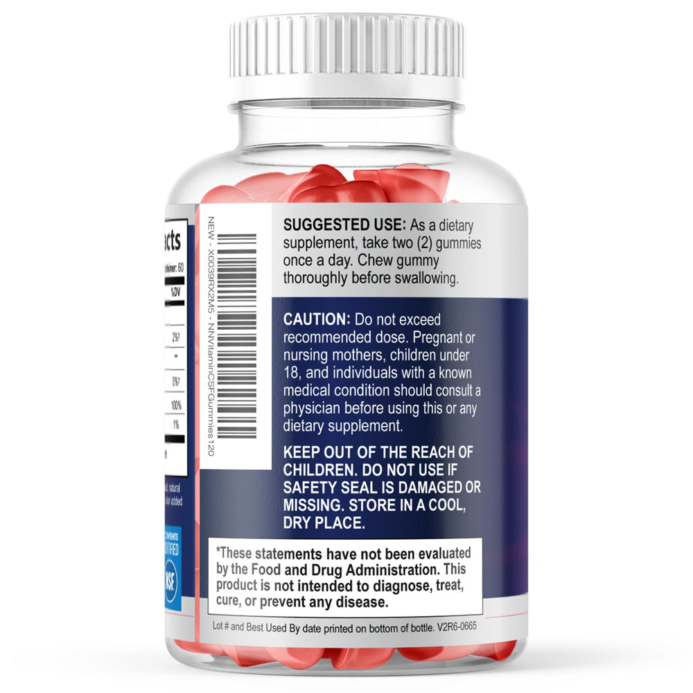 Nature's Nutrition Vitamin C Gummies raspberry flavor close-up showcasing tasty appeal