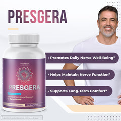 Nature’s NutriWave Presgera capsules closeup highlighting plant-based ingredients.