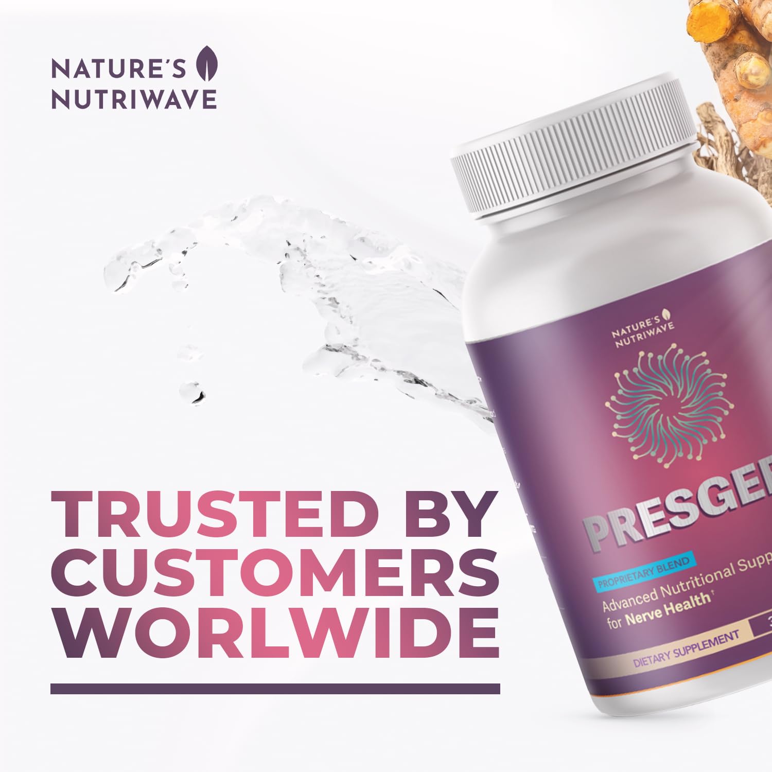Presgera packaging emphasizing non-GMO and USA-made quality.