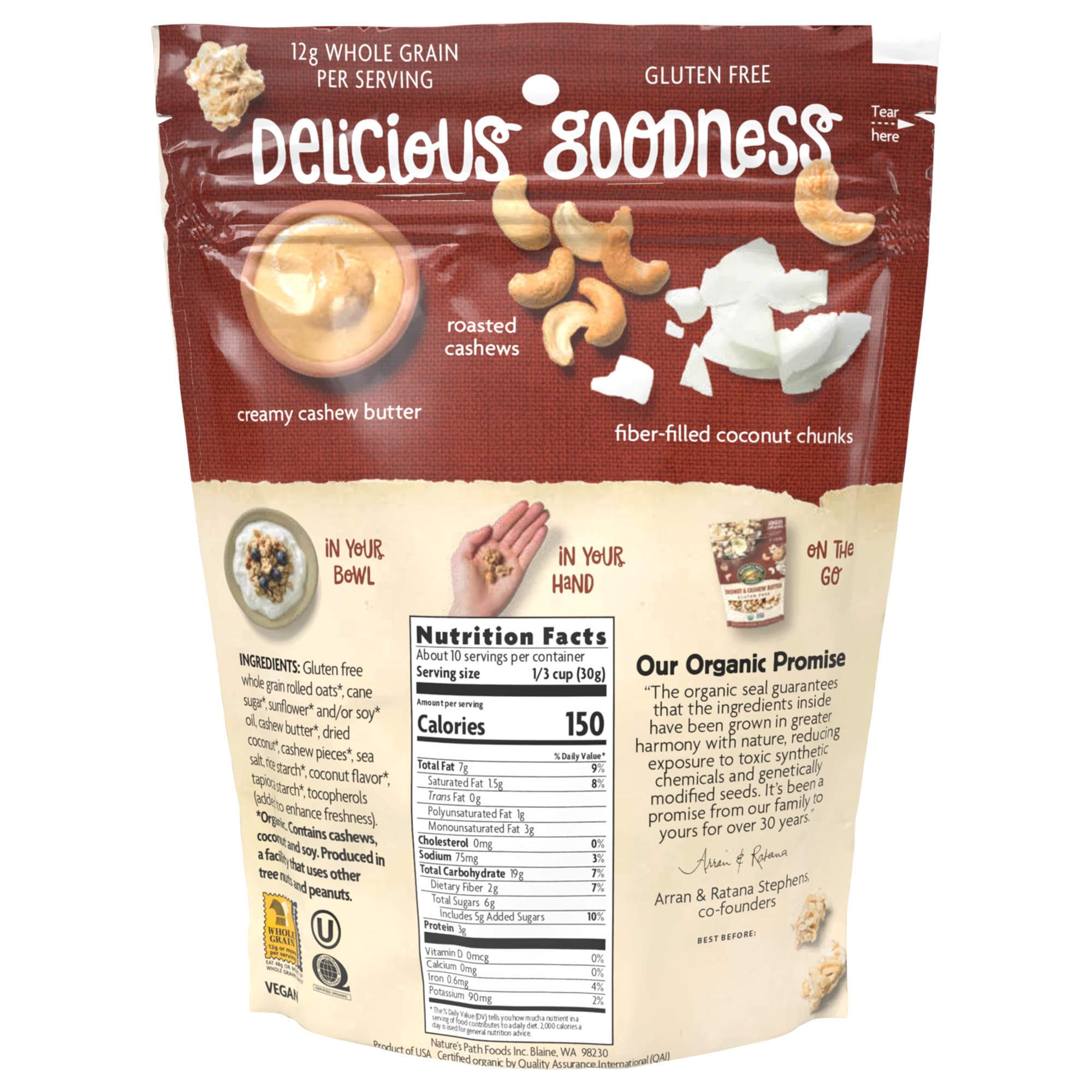 Nature's Path gluten-free granola clusters for a fiber-rich breakfast