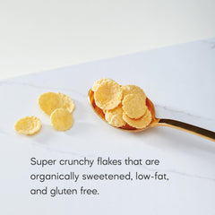 Organic honey drizzle enhances Nature's Path Honey'D Corn Flakes flavor.
