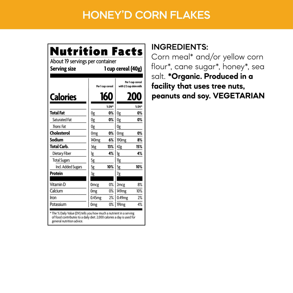 Pouring milk over Nature's Path Honey'D Corn Flakes for a crisp breakfast.