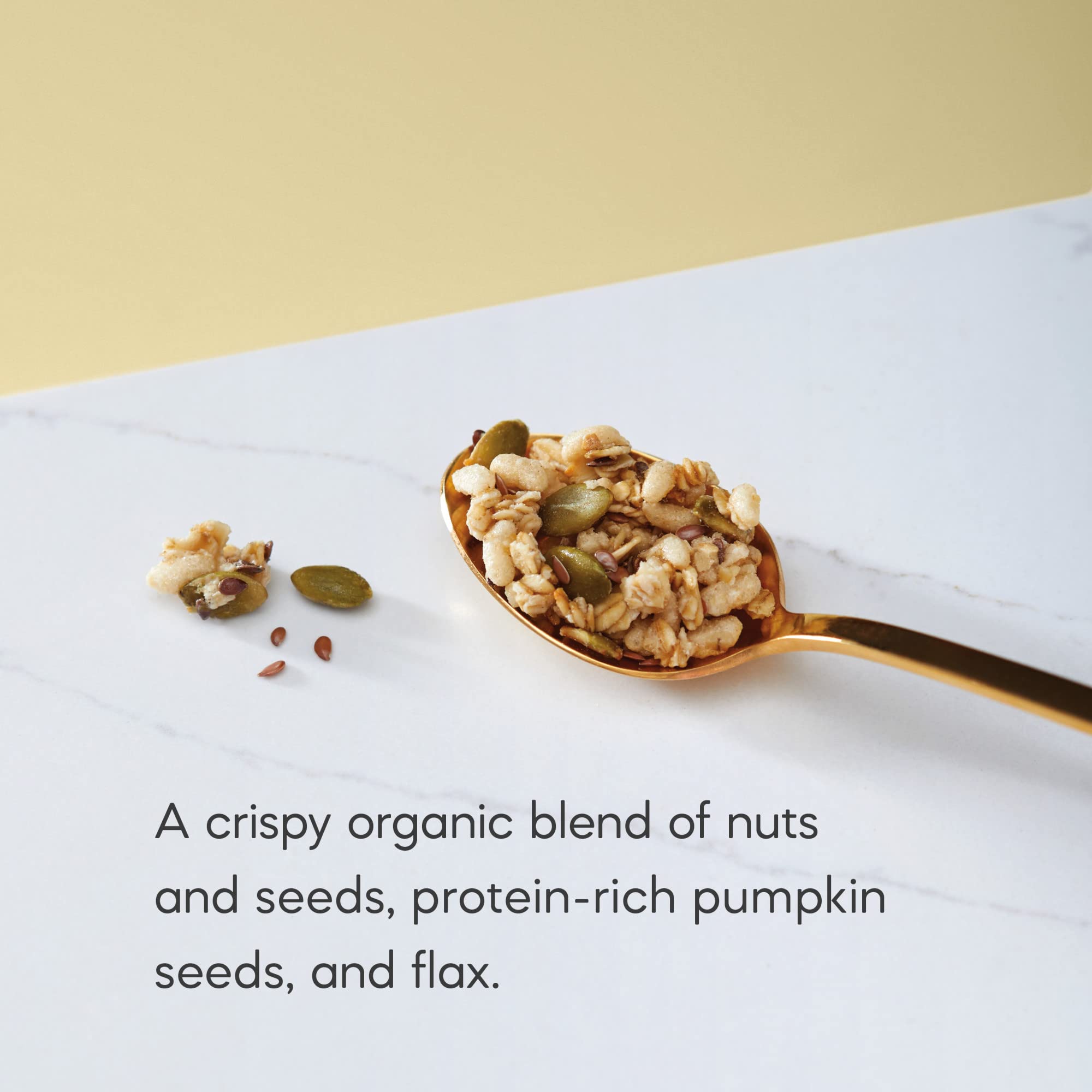 Nature's Path granola with pumpkin seeds and flax offers plant-based protein