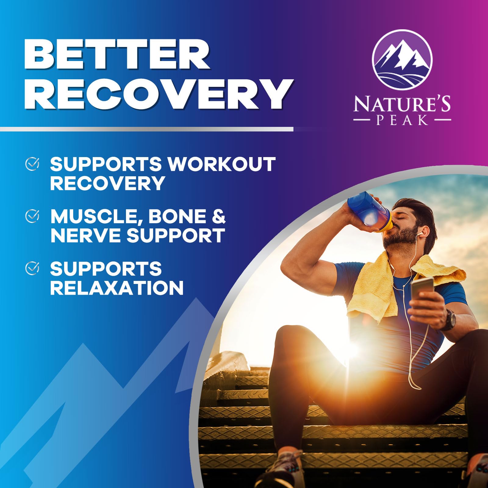 Nature's Peak label detail highlights 1000mg per serving and chelated form.