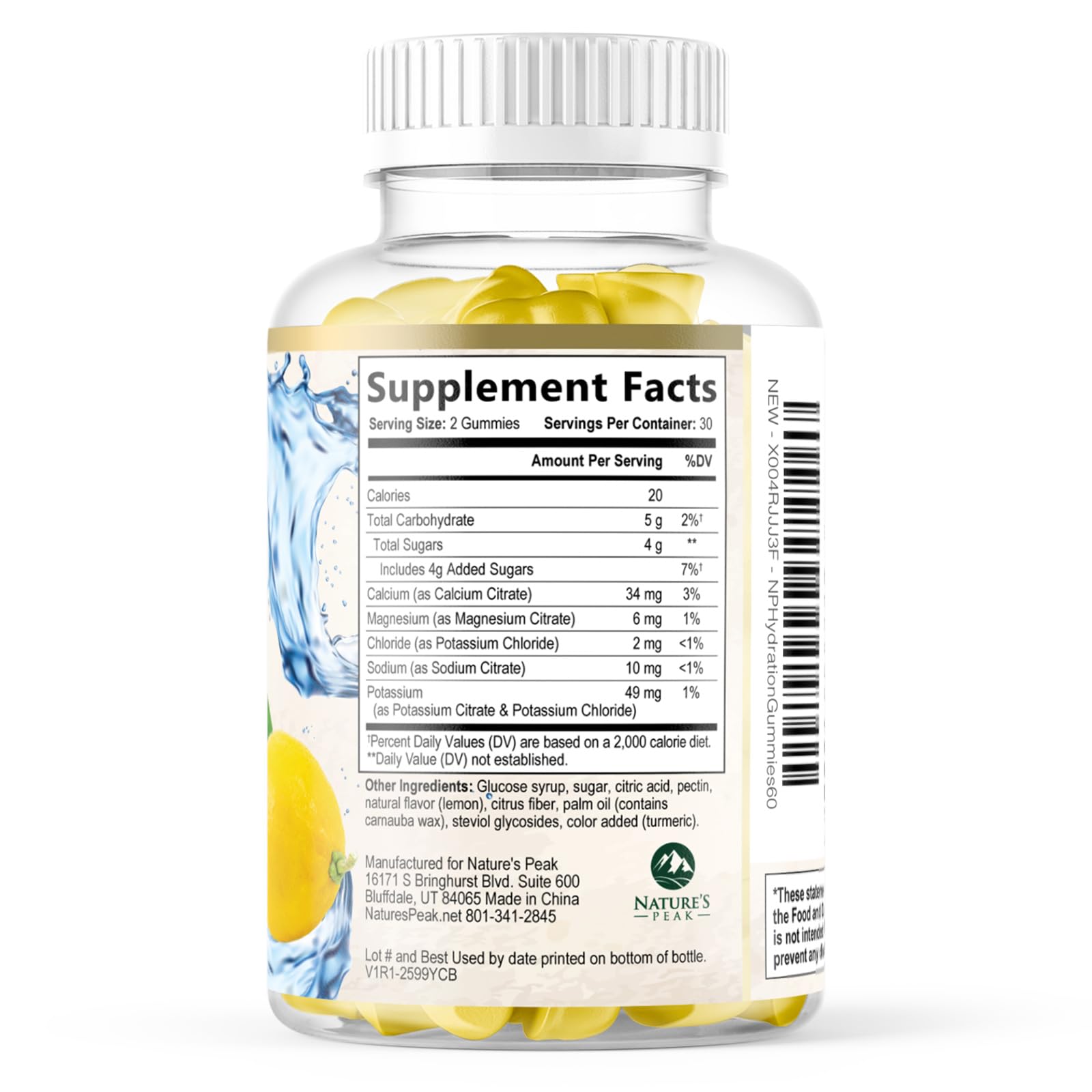 On-the-go hydration with Nature's Peak lemon gummies in a compact pack