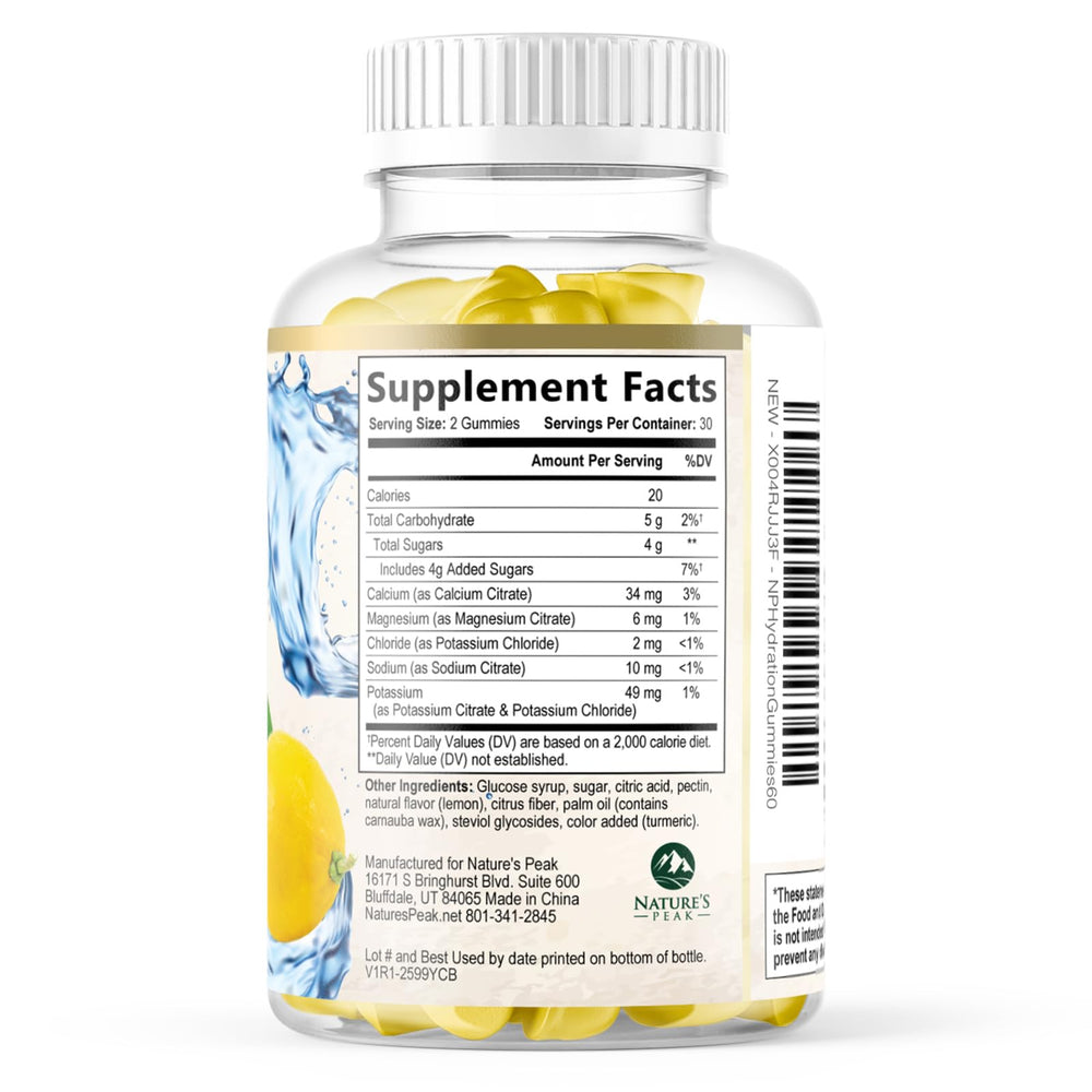 On-the-go hydration with Nature's Peak lemon gummies in a compact pack