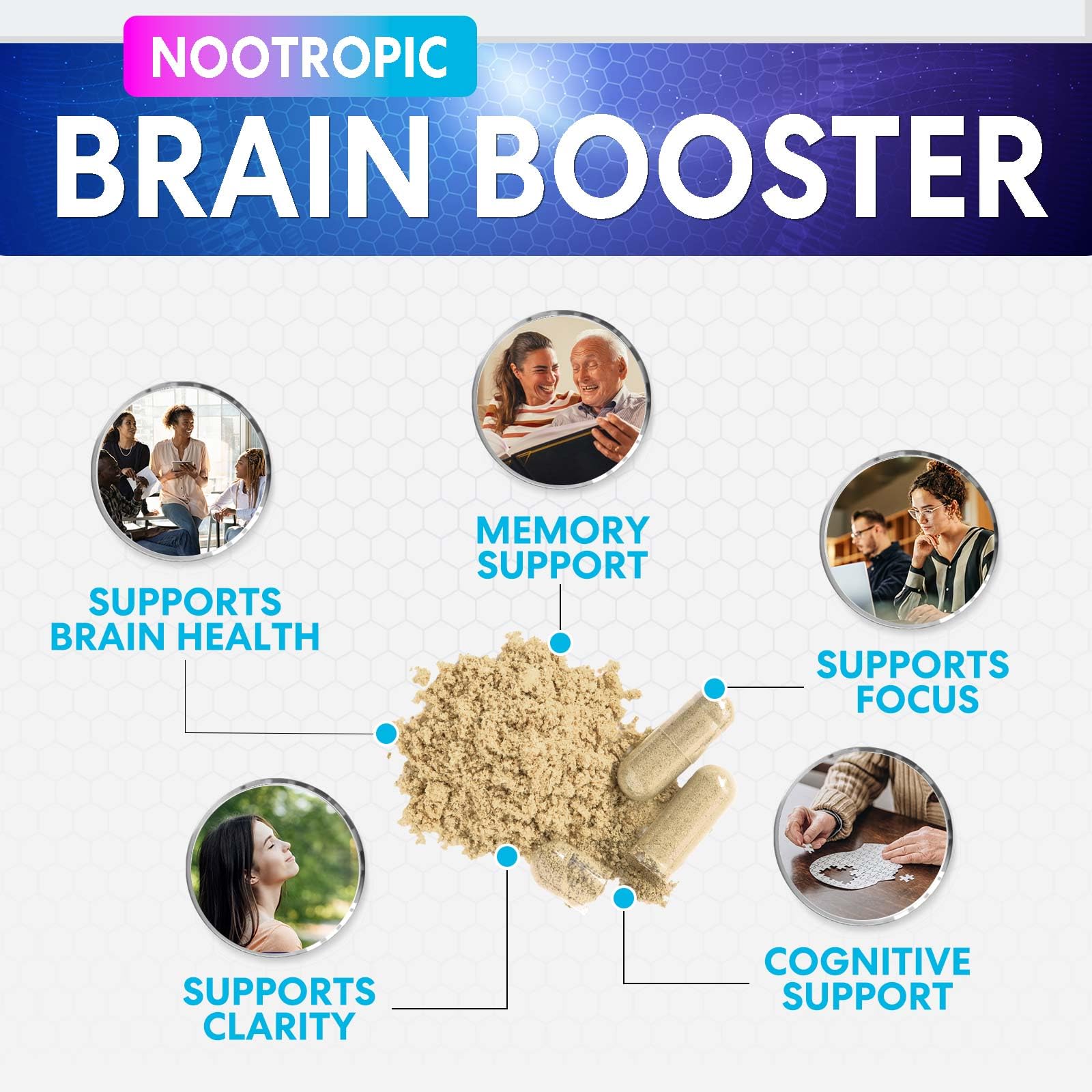 Nature's Peak phosphatidylserine DMAE formula bottle showcasing brain-boosting blend.