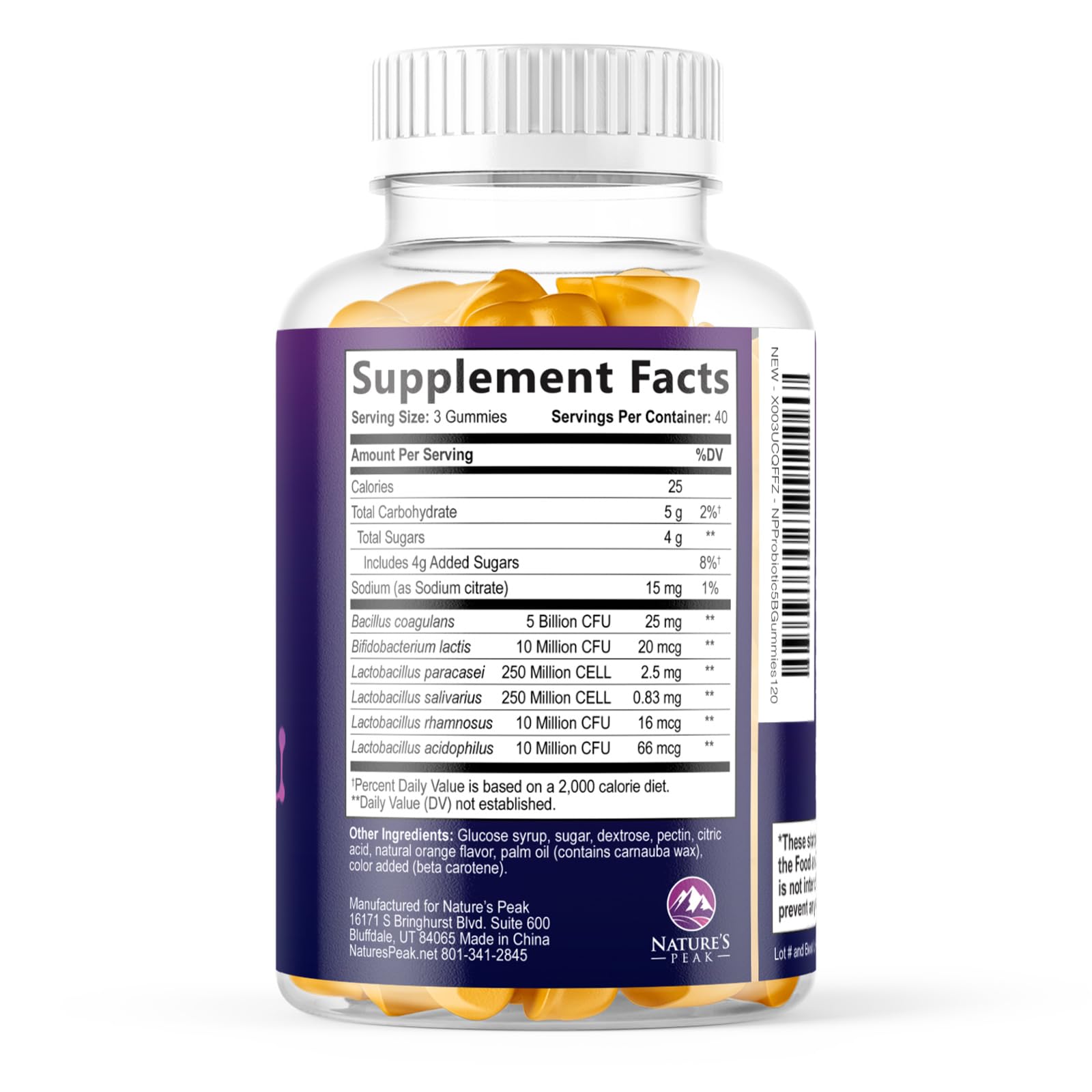 Nature's Peak Probiotic Gummies used by teens and adults daily.