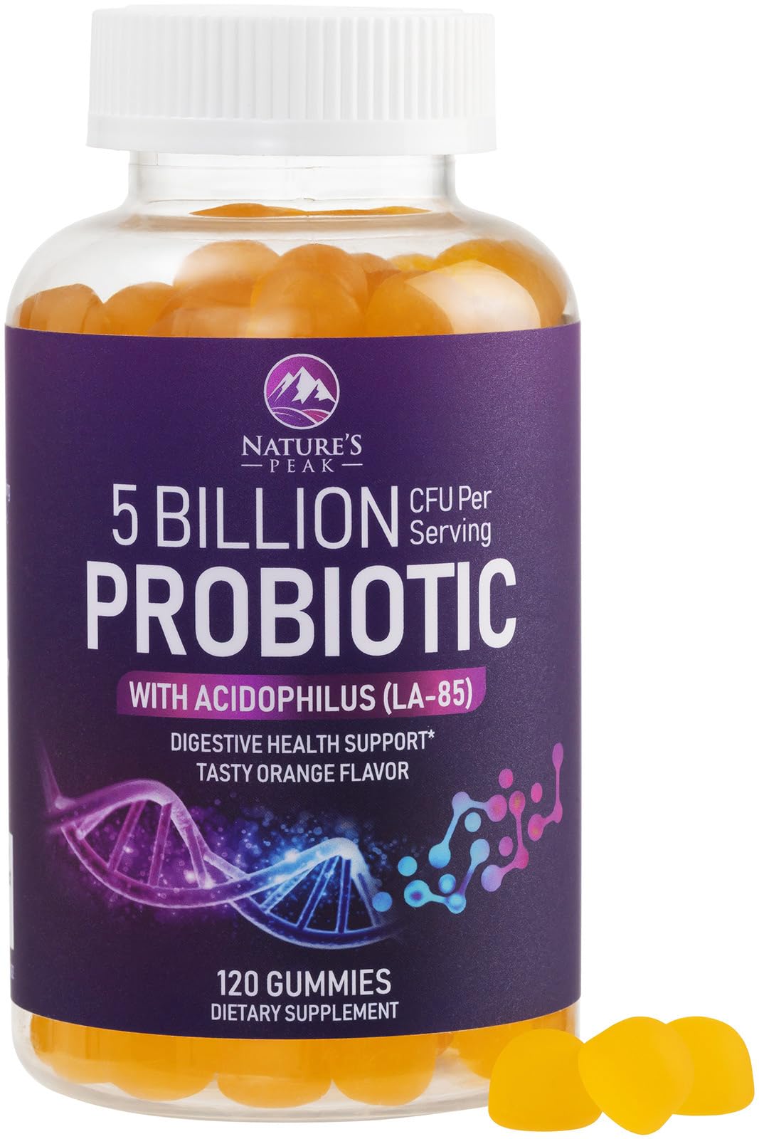 Nature's Peak Probiotic Gummies pack shot for daily gut care.