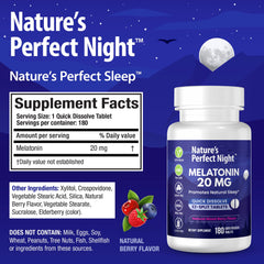 Nature's Perfect Night berry-flavored melatonin closeup highlighting fast-acting texture.